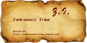 Zadravecz Irma névjegykártya